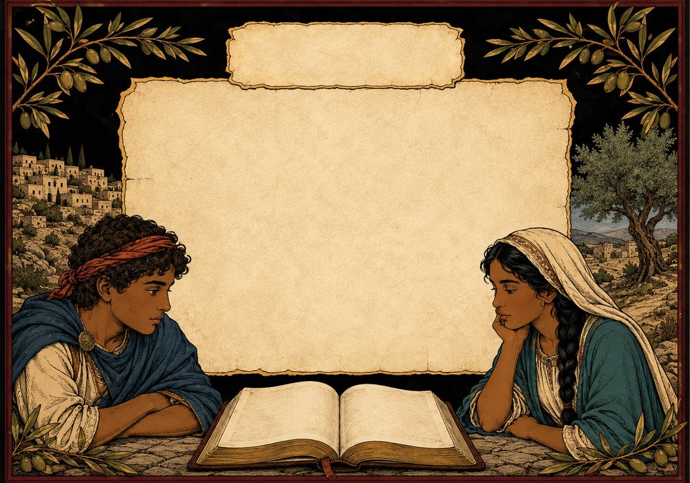 Young Bible guides reading Scripture